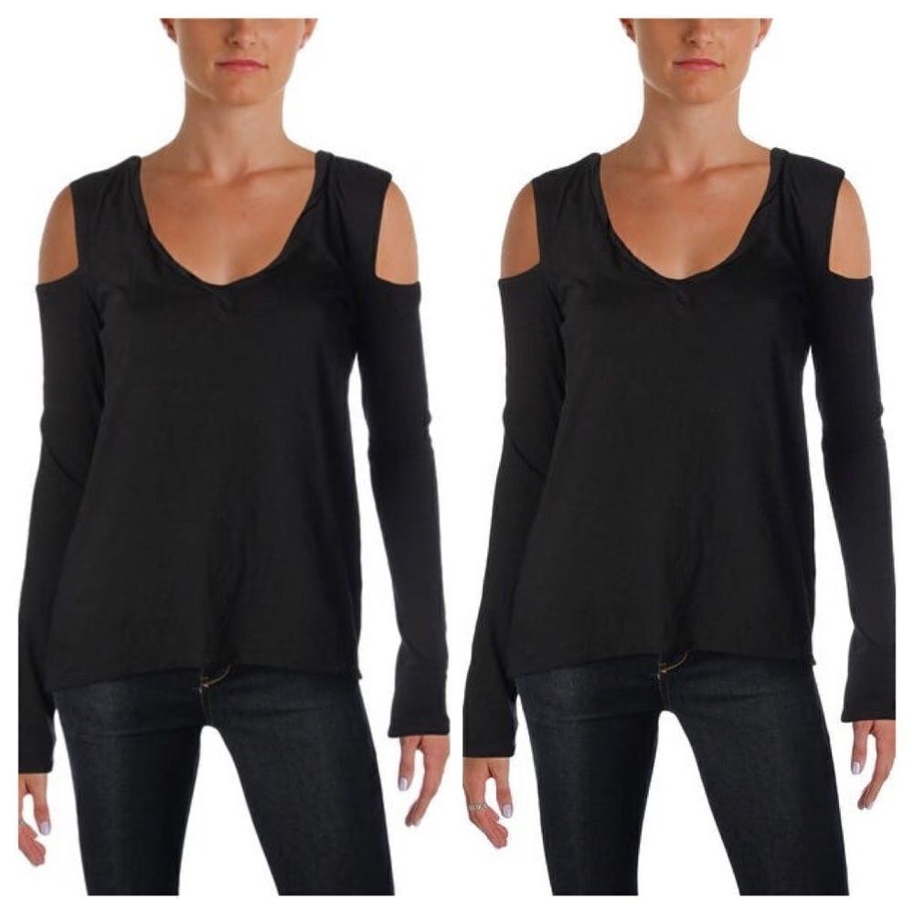 Pam & Gela Black Cold Shoulder Top Size Small